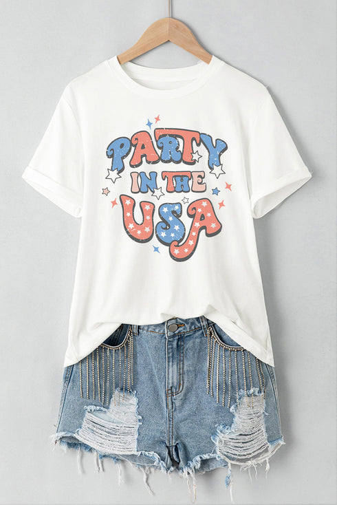 USA Graphic Print Short Sleeve Crew Neck Tee