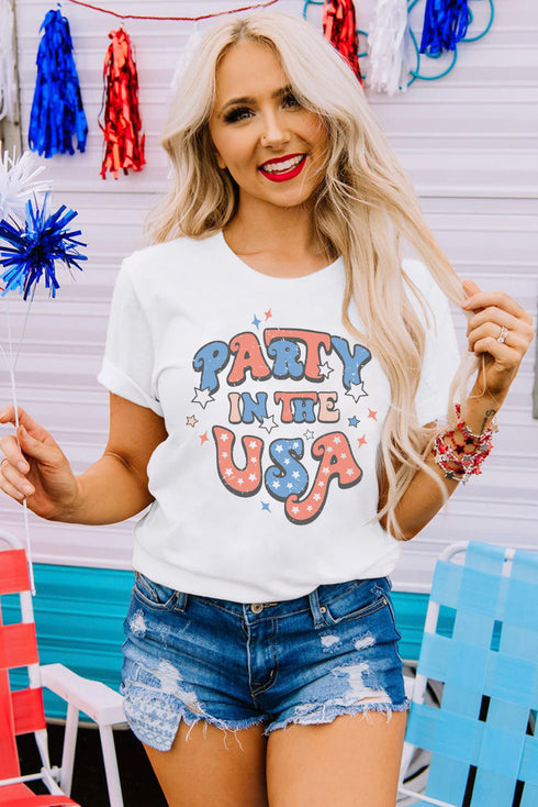 USA Graphic Print Short Sleeve Crew Neck Tee