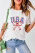 Usa Letter Graphic Bow Print Short Sleeve Tee