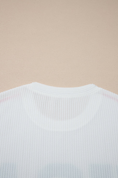 USA Letter Graphic Half Sleeve Loose Ribbed Top