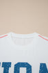 USA Letter Graphic Half Sleeve Loose Ribbed Top