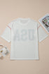USA Letter Graphic Half Sleeve Loose Ribbed Top