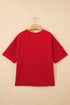 USA Slogan Letter Print Patch Embroidered Short Sleeve Tee