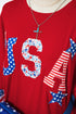 USA Slogan Letter Print Patch Embroidered Short Sleeve Tee