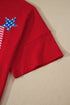 USA Slogan Letter Print Patch Embroidered Short Sleeve Tee