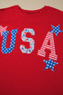 USA Slogan Letter Print Patch Embroidered Short Sleeve Tee