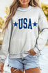 USA Slogan Mock Neck Pullover Graphic Sweatshirt