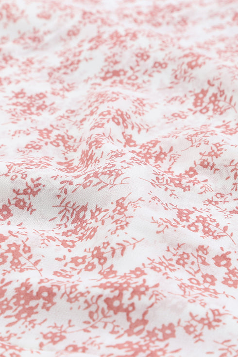 V Neck Baggy Sleeve Waist Tie Double Layer Ruffle Hem Floral Print Short Dress