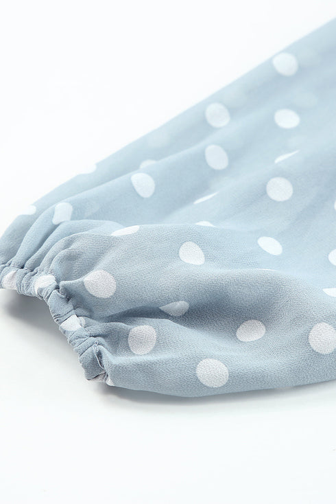 V Neck Baggy Sleeve Waist Tie Double Layer Ruffle Hem Floral Print Short Dress