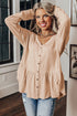 V Neck Button Down Soft Knit Babydoll Top
