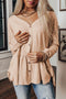 V Neck Button Down Soft Knit Babydoll Top