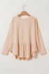 V Neck Button Down Soft Knit Babydoll Top