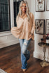 V Neck Button Down Soft Knit Babydoll Top