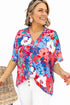 V Neck Dolman Sleeve Plus Size Floral Blouse