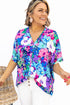 V Neck Dolman Sleeve Plus Size Floral Blouse