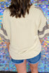 V Neck Exposed Seam Leopard Print Patchwork Plus Size Top