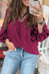 V Neck Flounce Sleeve Animal Print Trim Viscose Blouse