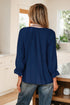 V Neck Flounce Sleeve Animal Print Trim Viscose Blouse