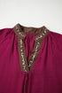 V Neck Flounce Sleeve Animal Print Trim Viscose Blouse