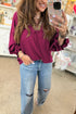 V Neck Flounce Sleeve Animal Print Trim Viscose Blouse