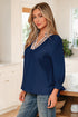 V Neck Flounce Sleeve Animal Print Trim Viscose Blouse