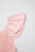 V Neck Flutter Sleeve Smocked Bodice High Waist Ruffle Maxi Dress