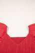 V Neck Flutter Sleeve Smocked Bodice High Waist Ruffle Maxi Dress
