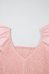 V Neck Flutter Sleeve Smocked Bodice High Waist Ruffle Maxi Dress