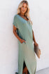 V Neck Hidden Pocket Splits Maxi T-shirt Dress