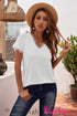 V Neck Lace Trim Short Sleeve Top