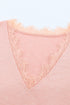 V Neck Lace Trim Short Sleeve Top