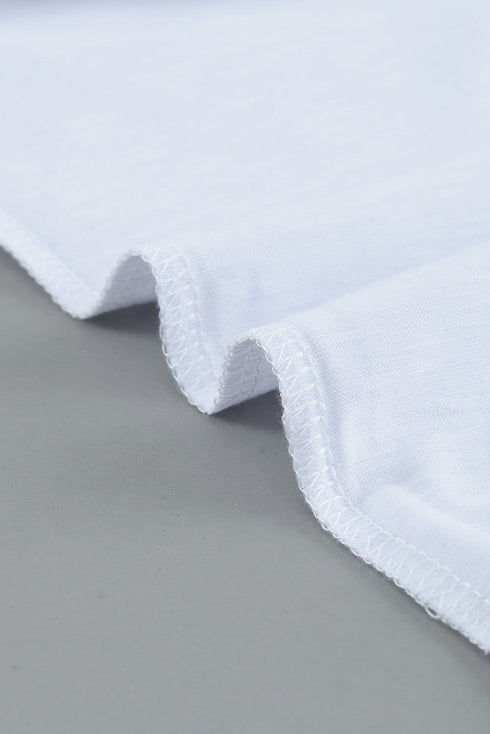 V Neck Lace Trim Short Sleeve Top