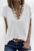 V Neck Lace Trim Short Sleeve Top