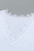 V Neck Lace Trim Short Sleeve Top