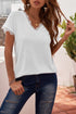 V Neck Lace Trim Short Sleeve Top