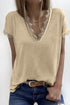 V Neck Lace Trim Short Sleeve Top