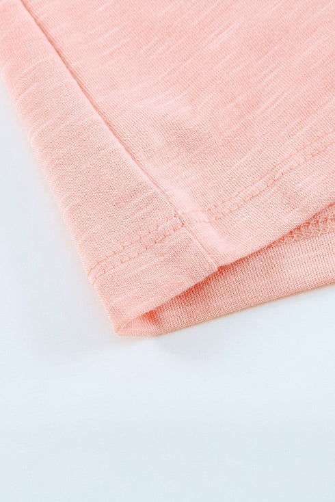 V Neck Lace Trim Short Sleeve Top