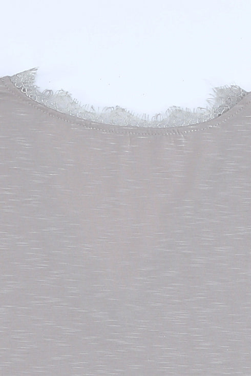 V Neck Lace Trim Short Sleeve Top