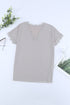 V Neck Lace Trim Short Sleeve Top