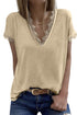 V Neck Lace Trim Short Sleeve Top