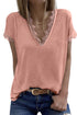 V Neck Lace Trim Short Sleeve Top