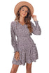 V Neck Long Sleeve Tie Waist Mini Dress