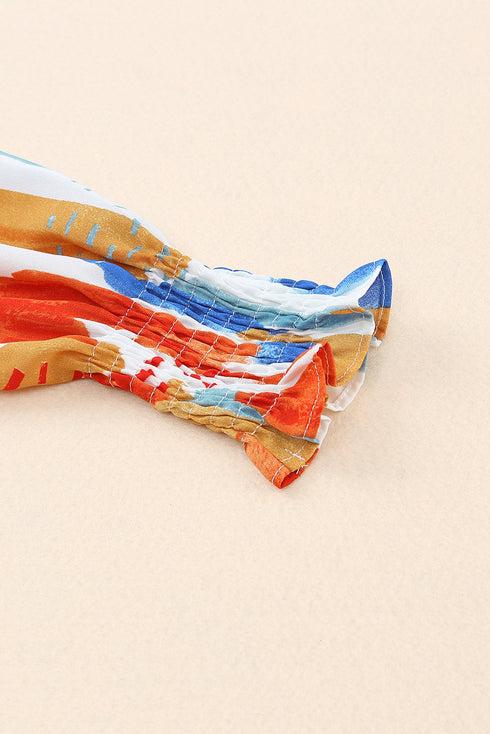 V Neck Long Sleeve Tie Waist Mini Dress