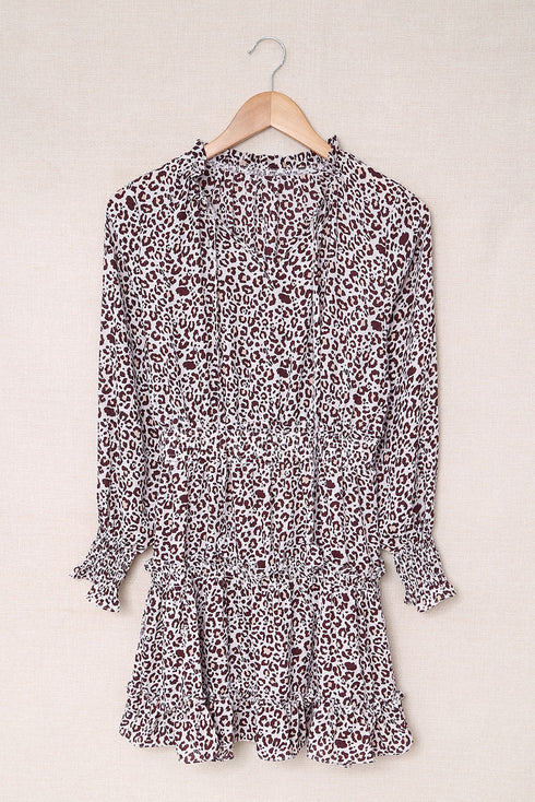 V Neck Long Sleeve Tie Waist Mini Dress