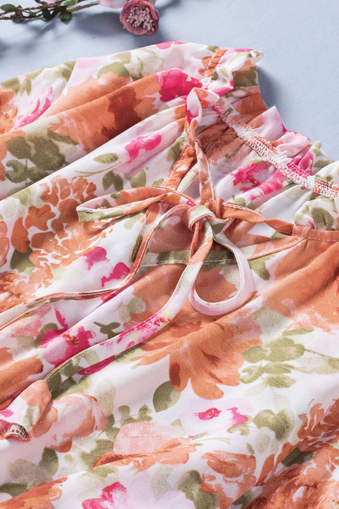 V Neck Long Sleeve Tie Waist Mini Dress