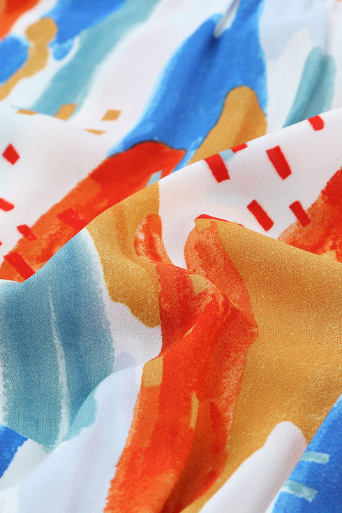 V Neck Long Sleeve Tie Waist Mini Dress