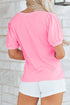 V Neck Puff Sleeve Sequin Mama Heart Graphic Top