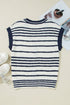 V Neck Striped Button Front Knit Sweater Vest