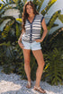 V Neck Striped Button Front Knit Sweater Vest