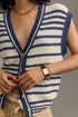 V Neck Striped Button Front Knit Sweater Vest